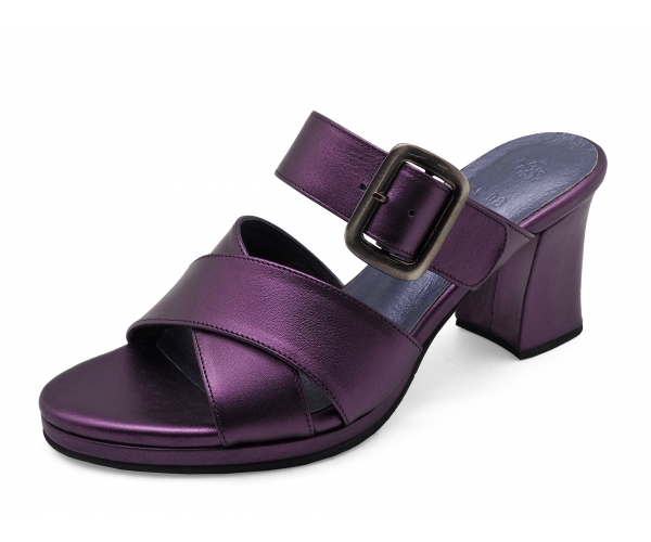 Women Sandals High Heel HSC 98 Metallic Purple Leather